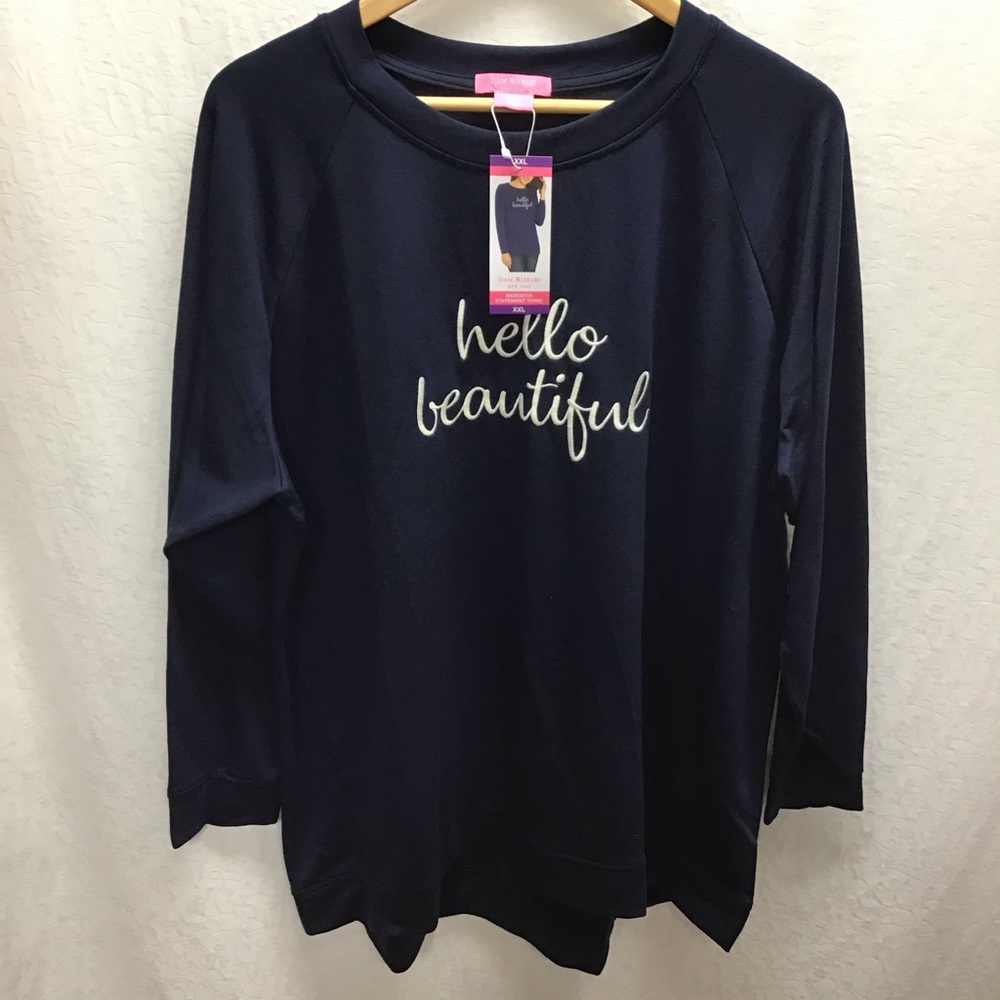 Isaac Mizrahi HELLO BEAUTIFUL navy tunic. NWT